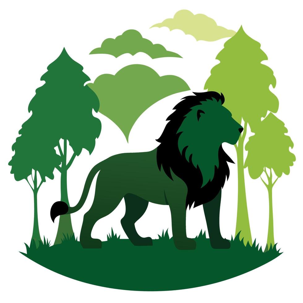 Lion in the forest vector