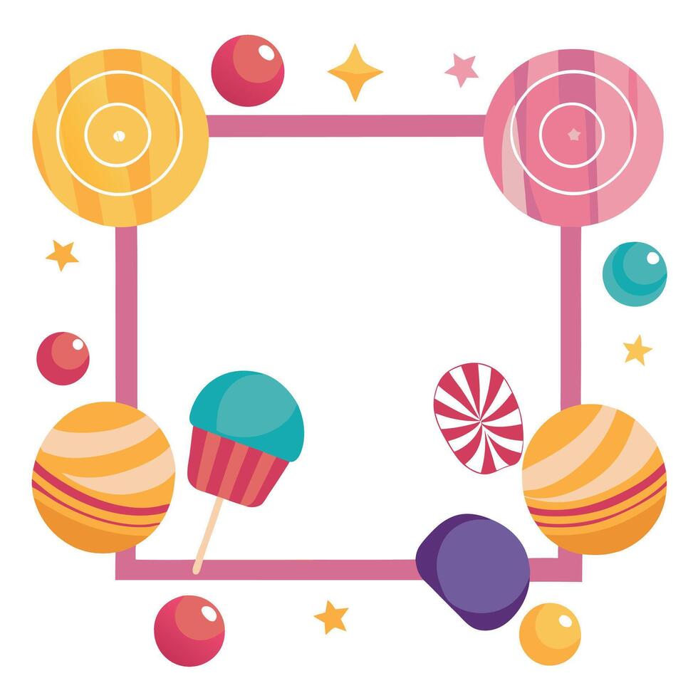 Candy frame with lollipops and candies vector