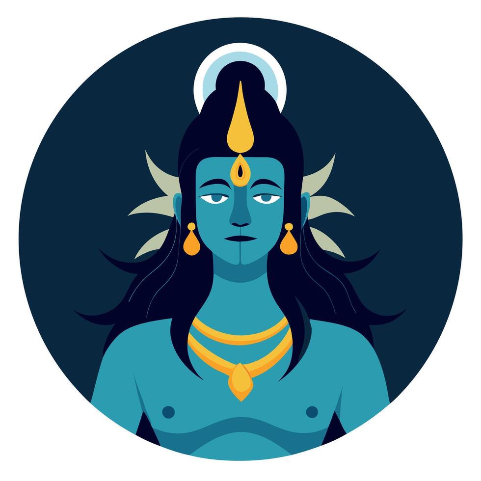 Lord shiva avatar in a round circle vector