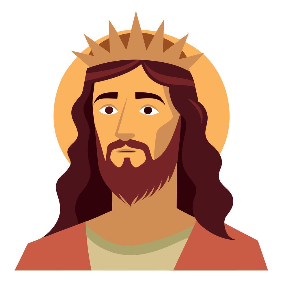 Jesus with a crown on his head vector
