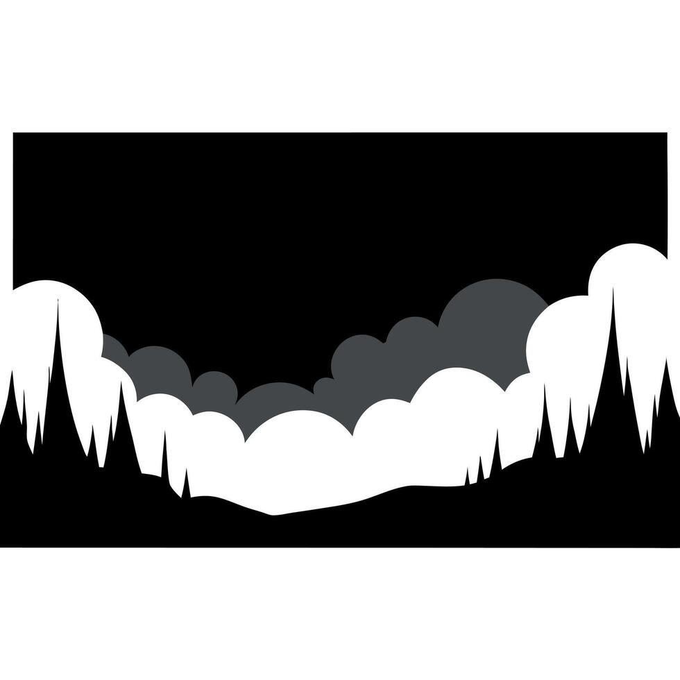 A black and white illustration of a mountain range vector