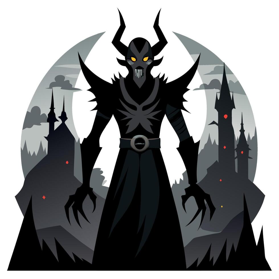 The evil demon is standing in front of a castle vector