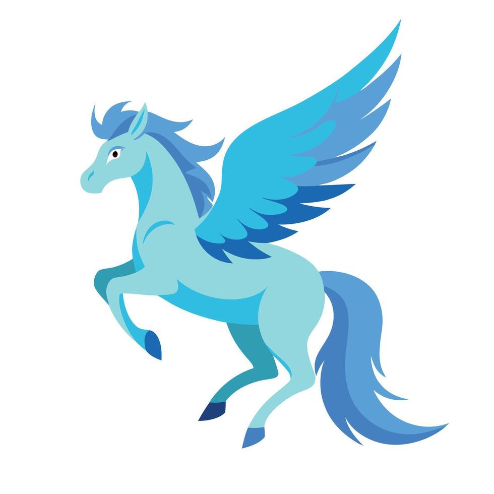 A blue horse with wings on its back vector