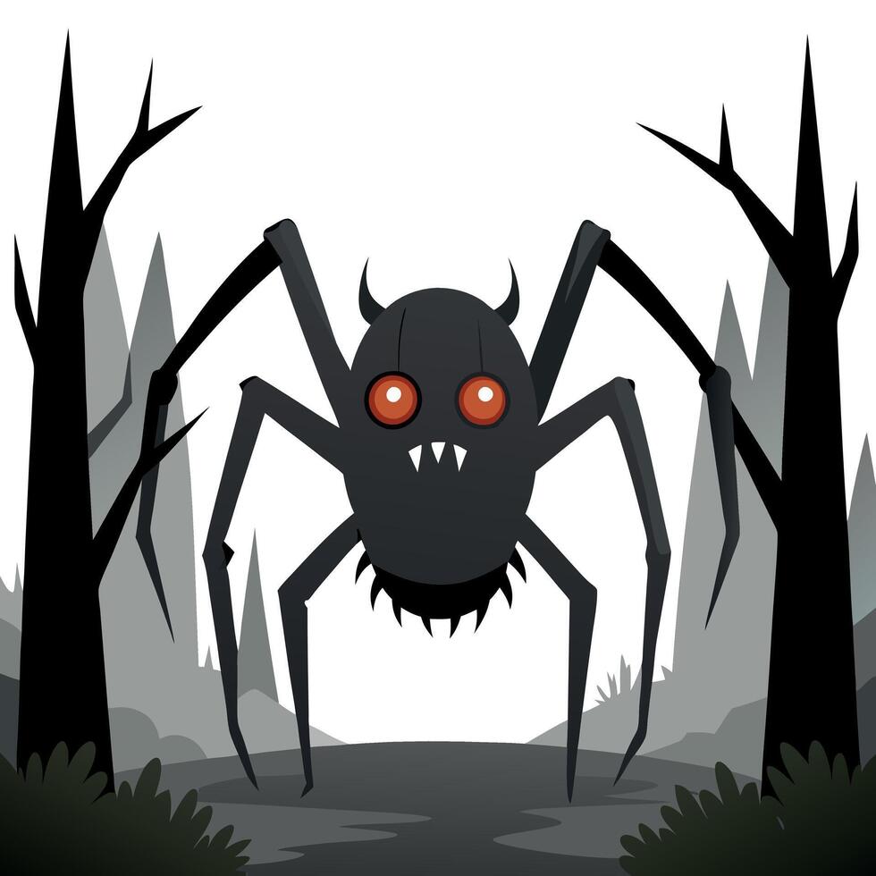 A cartoon spider with red eyes and big eyes vector