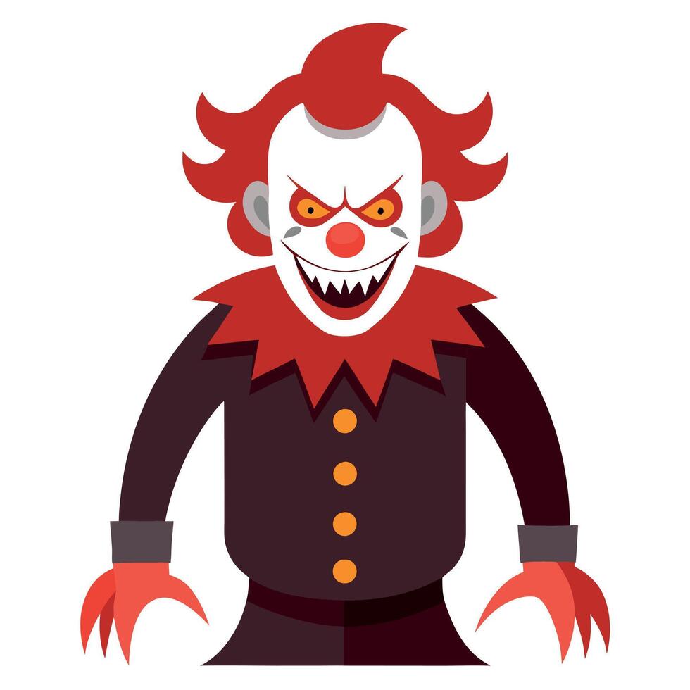 A scary clown with red hair and black suit vector