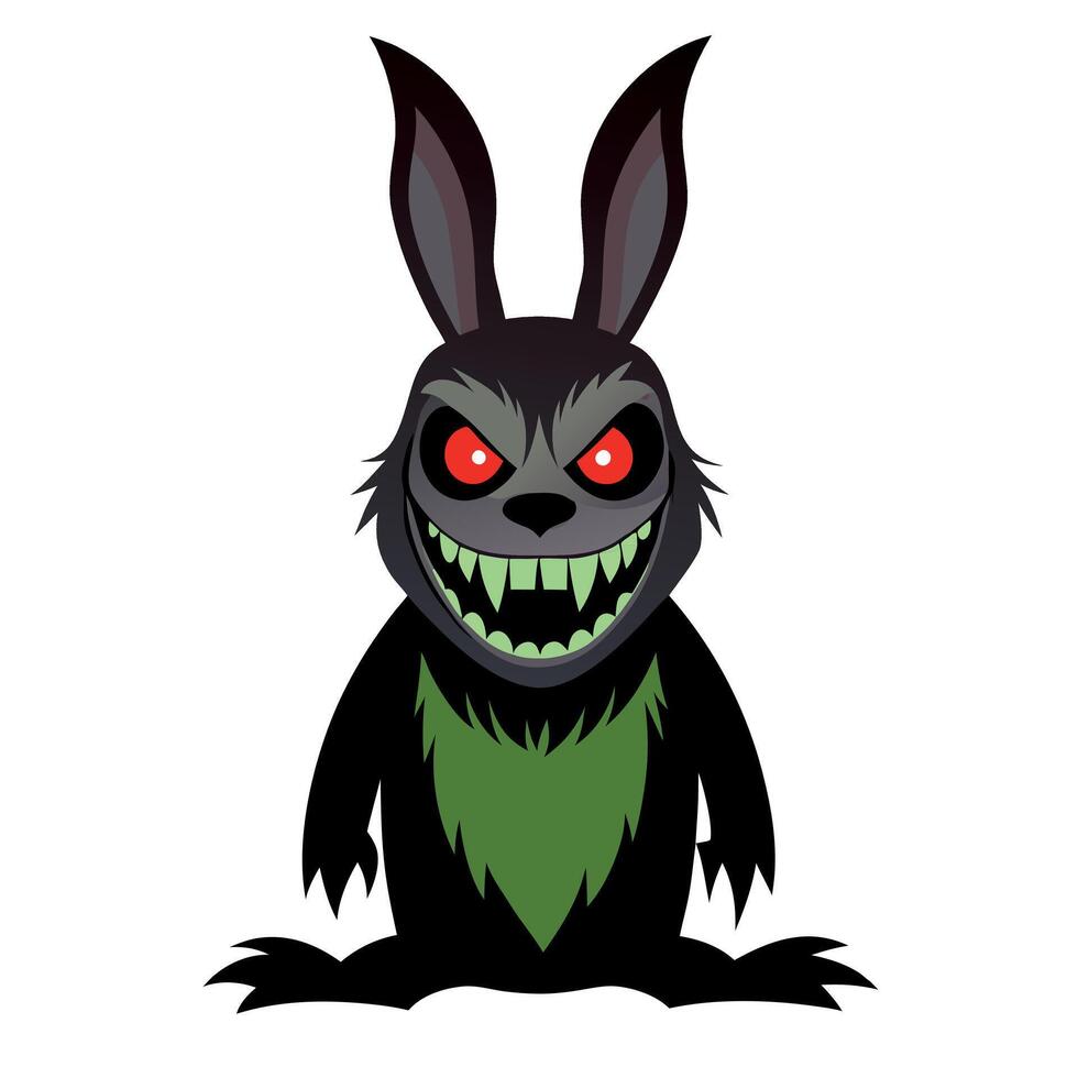 A cartoon rabbit with red eyes and green hair vector