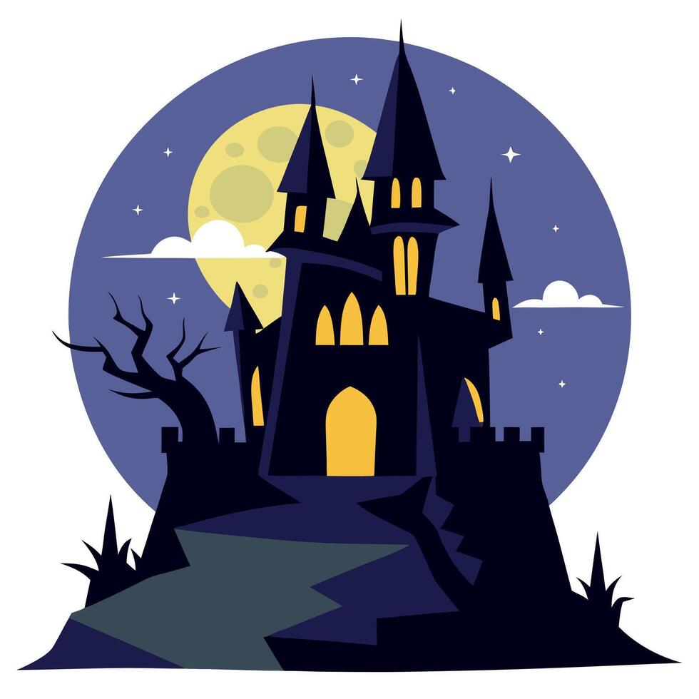 Halloween castle illustration vector