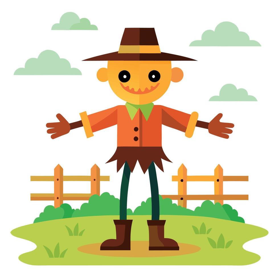 Scarecrow in a field vector