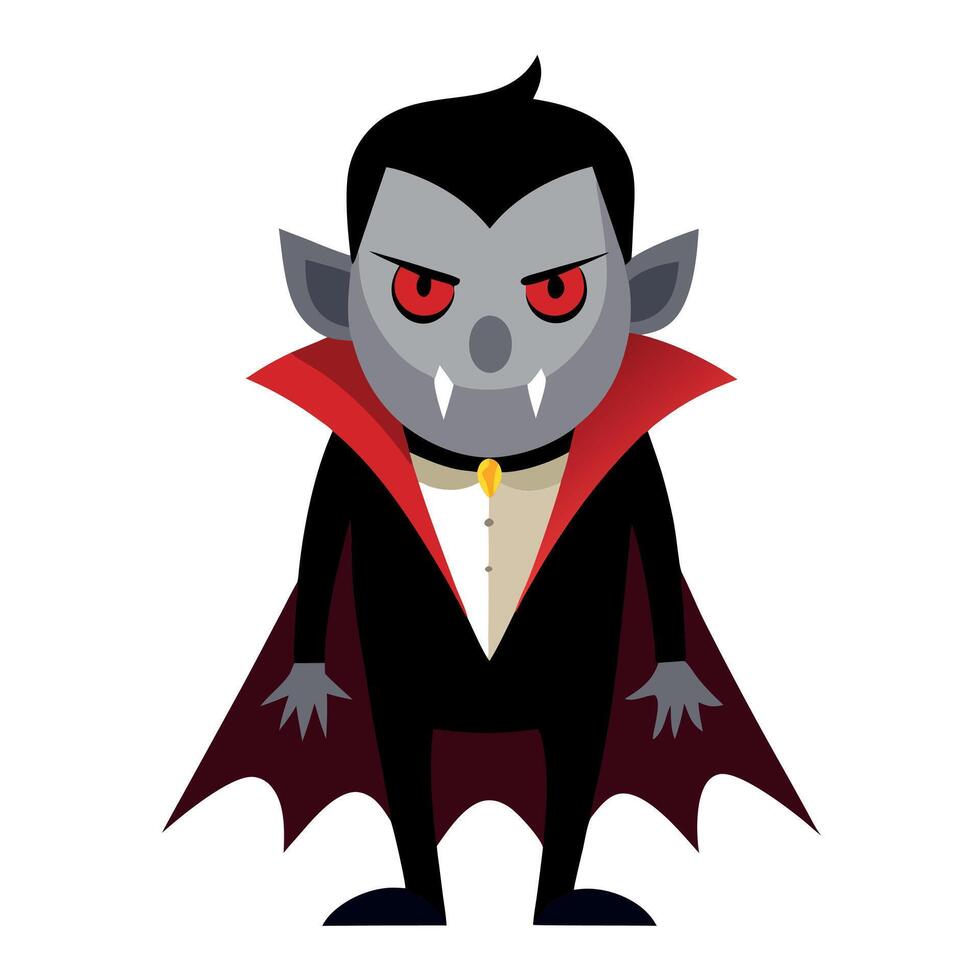 Dracula cartoon character with red eyes and black hair vector