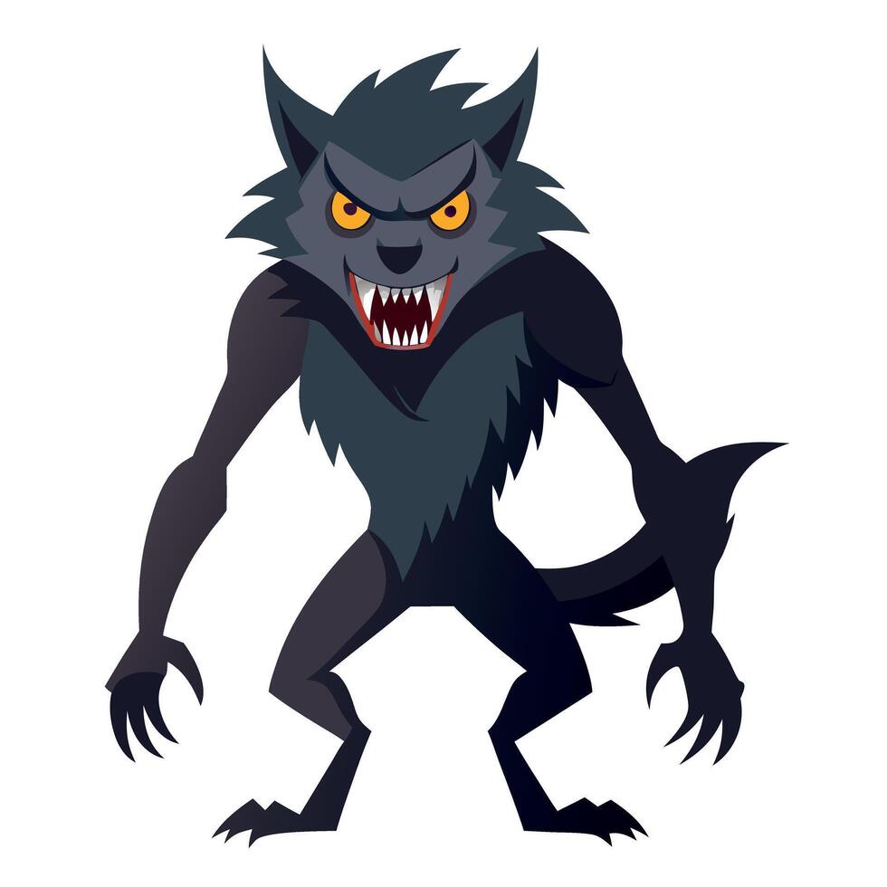 A cartoon werewolf with fangs and claws vector