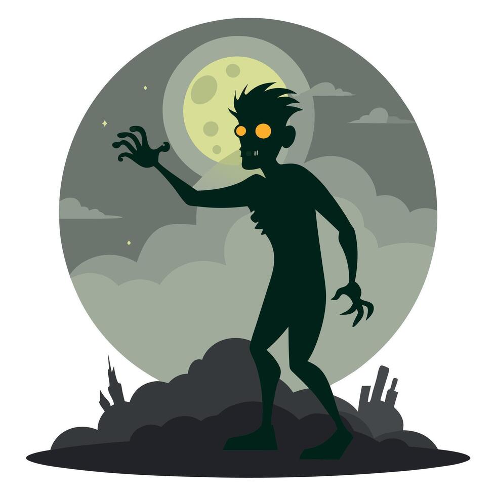 Zombie with glowing eyes and glowing eyes in the dark vector