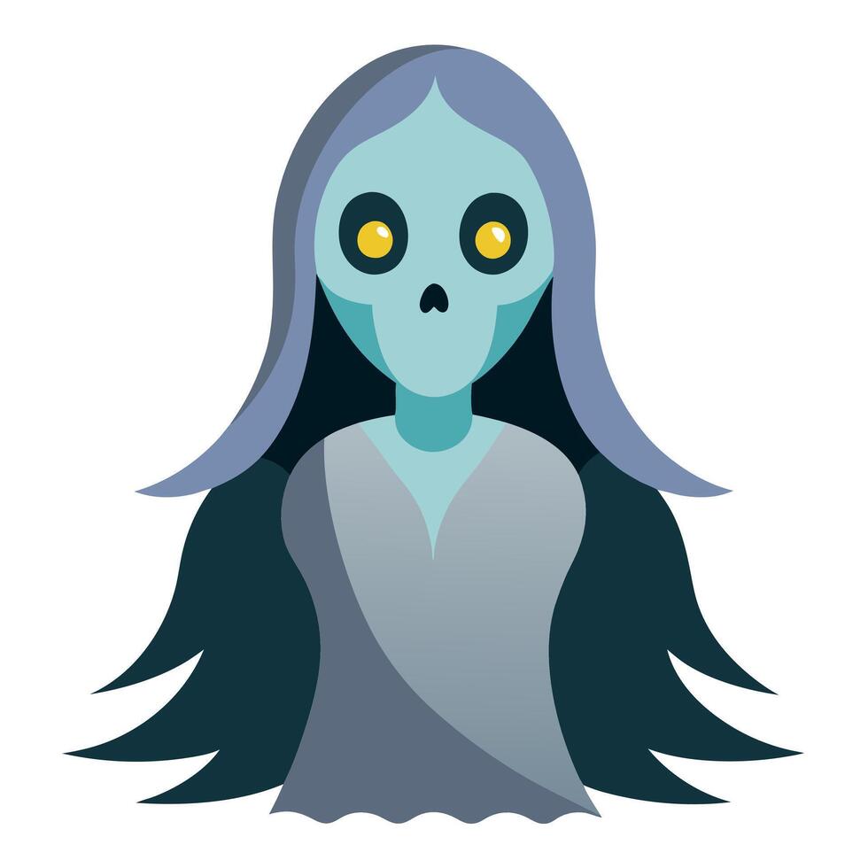 A cartoon ghost with long hair and eyes vector