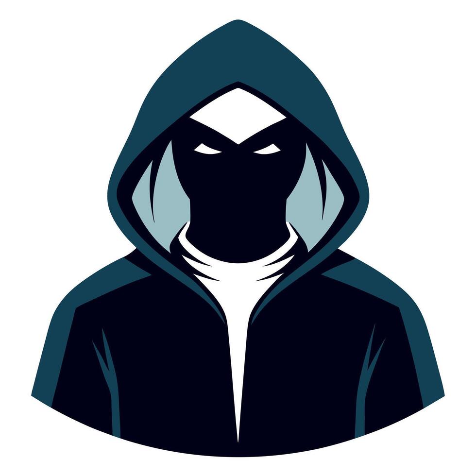 A hooded man with a black face and hoodie vector