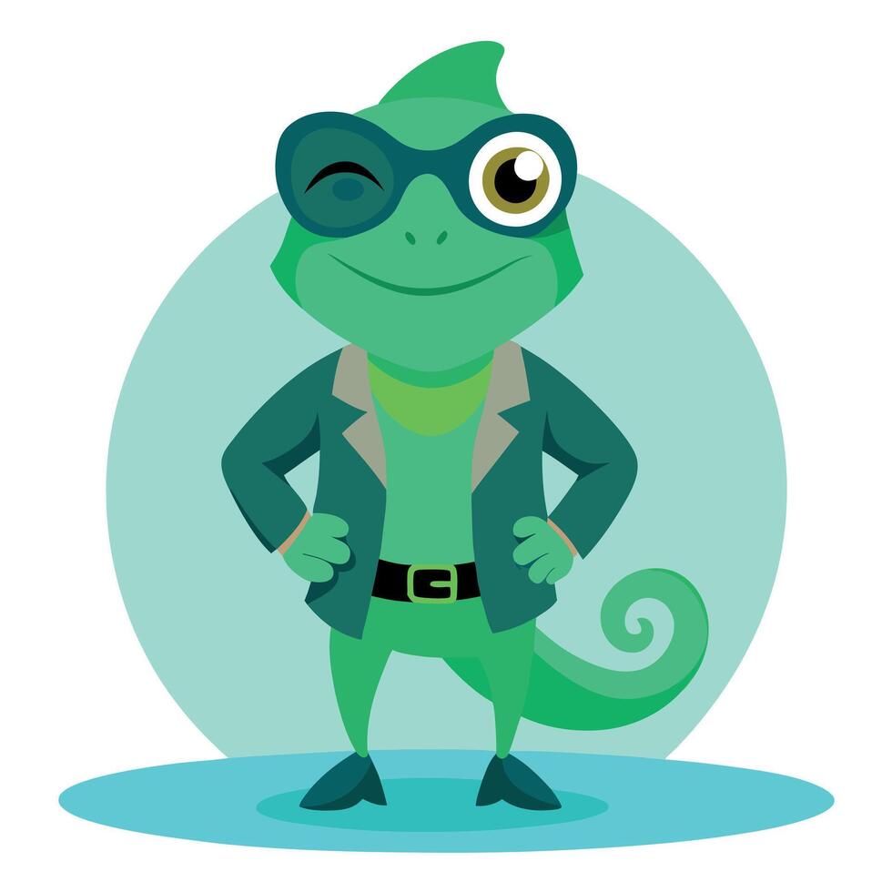 A cartoon lizard wearing glasses and a suit vector
