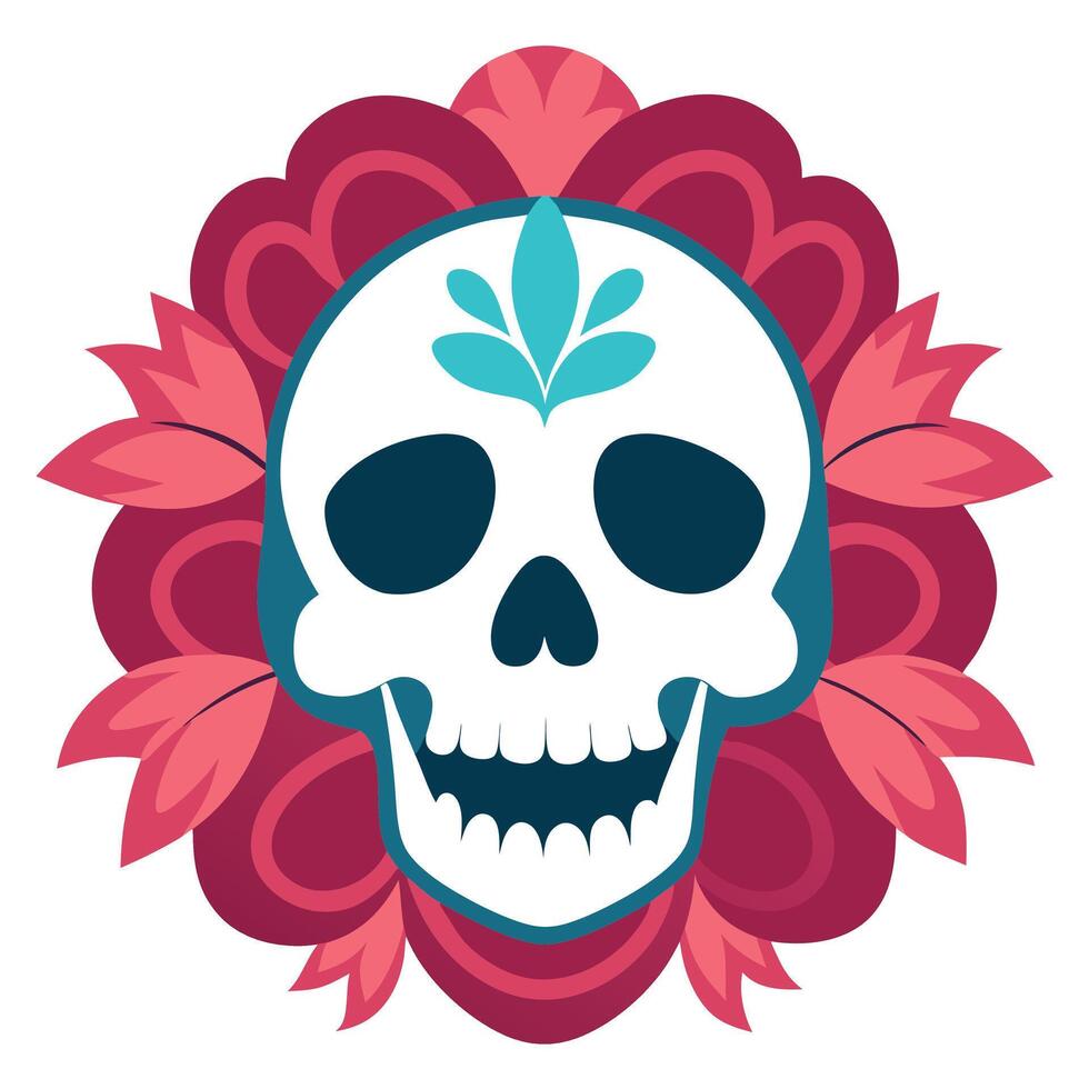 Skull in flowers style illustration vector