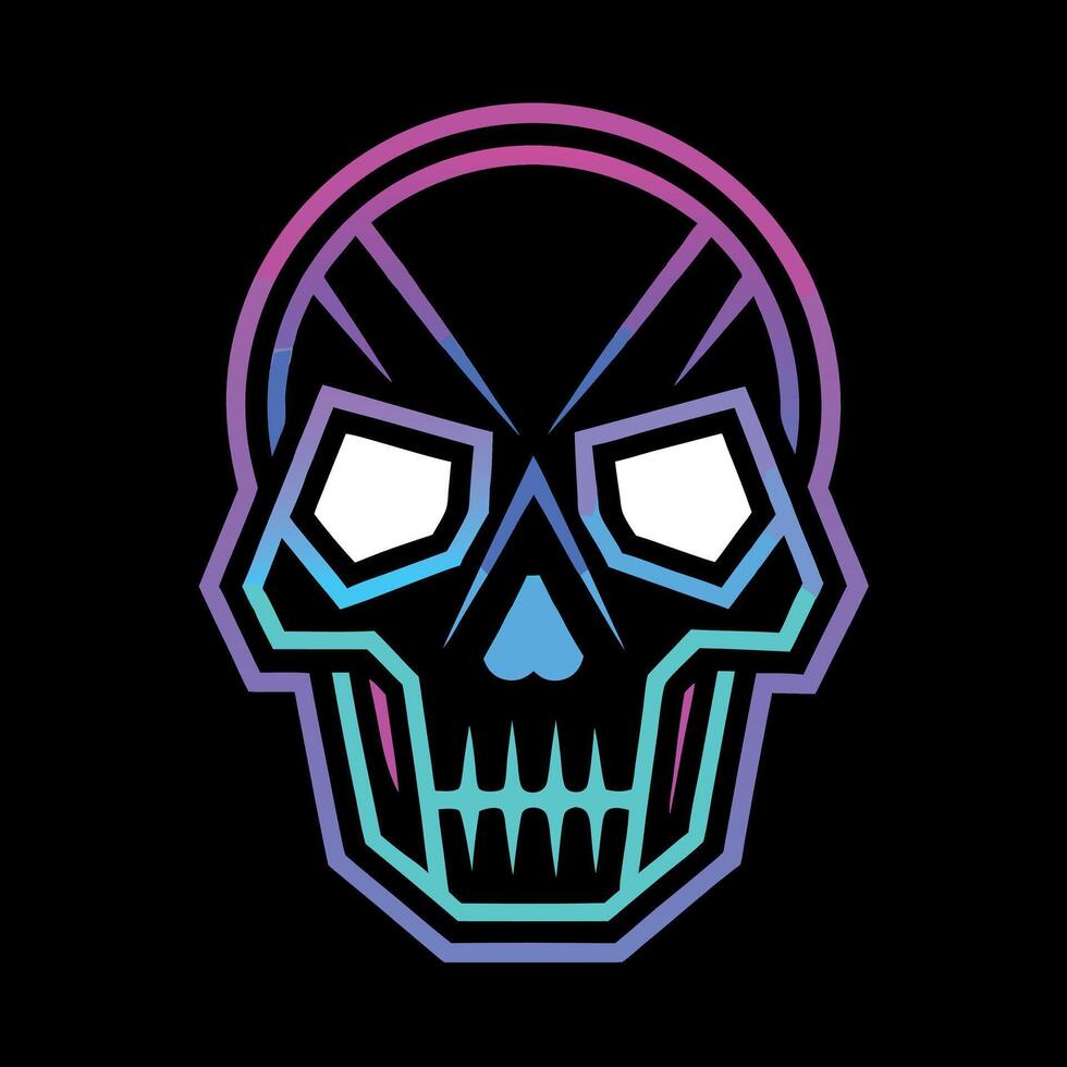Skull neon lights style with black background. Rave party. 8k resolution vector