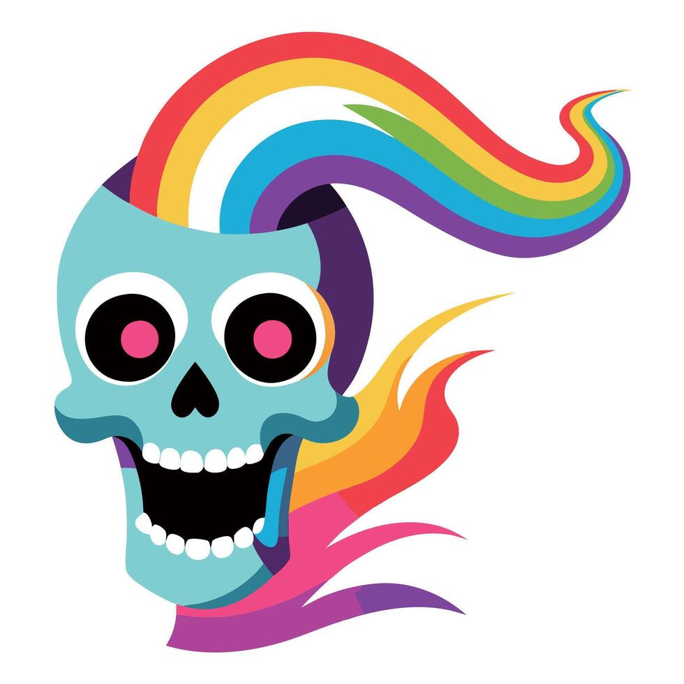 Skull twist shockwave colourful crazy horror rainbow mystic zombie. vector