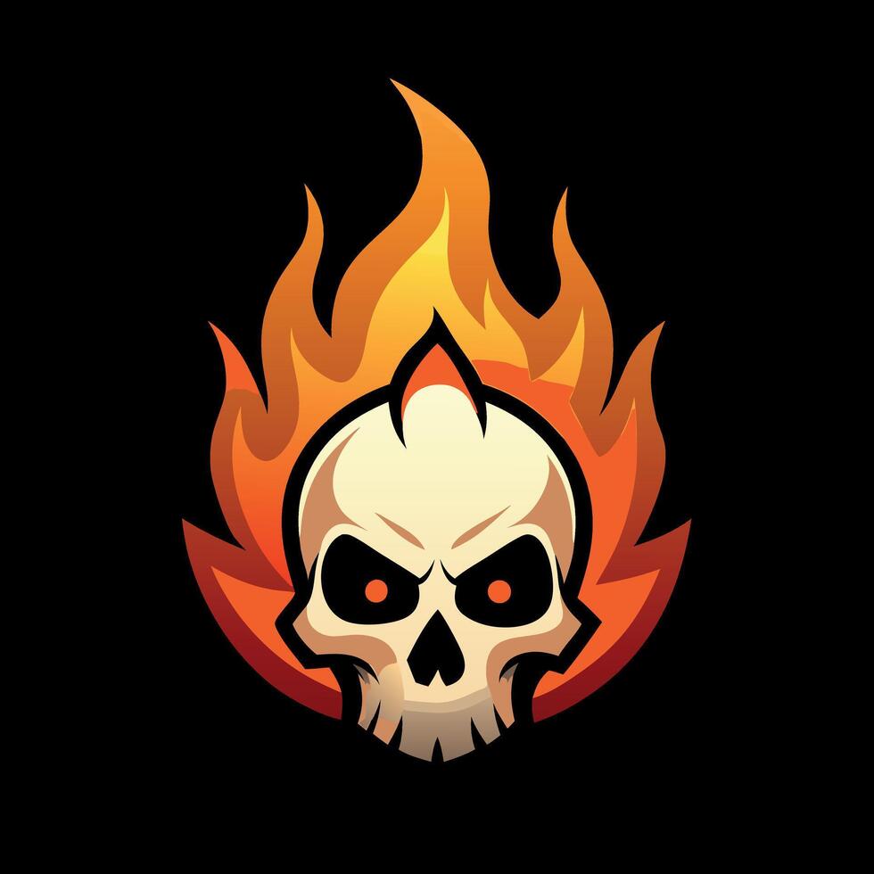 Skull on fire isolated in black background created with a technology vector