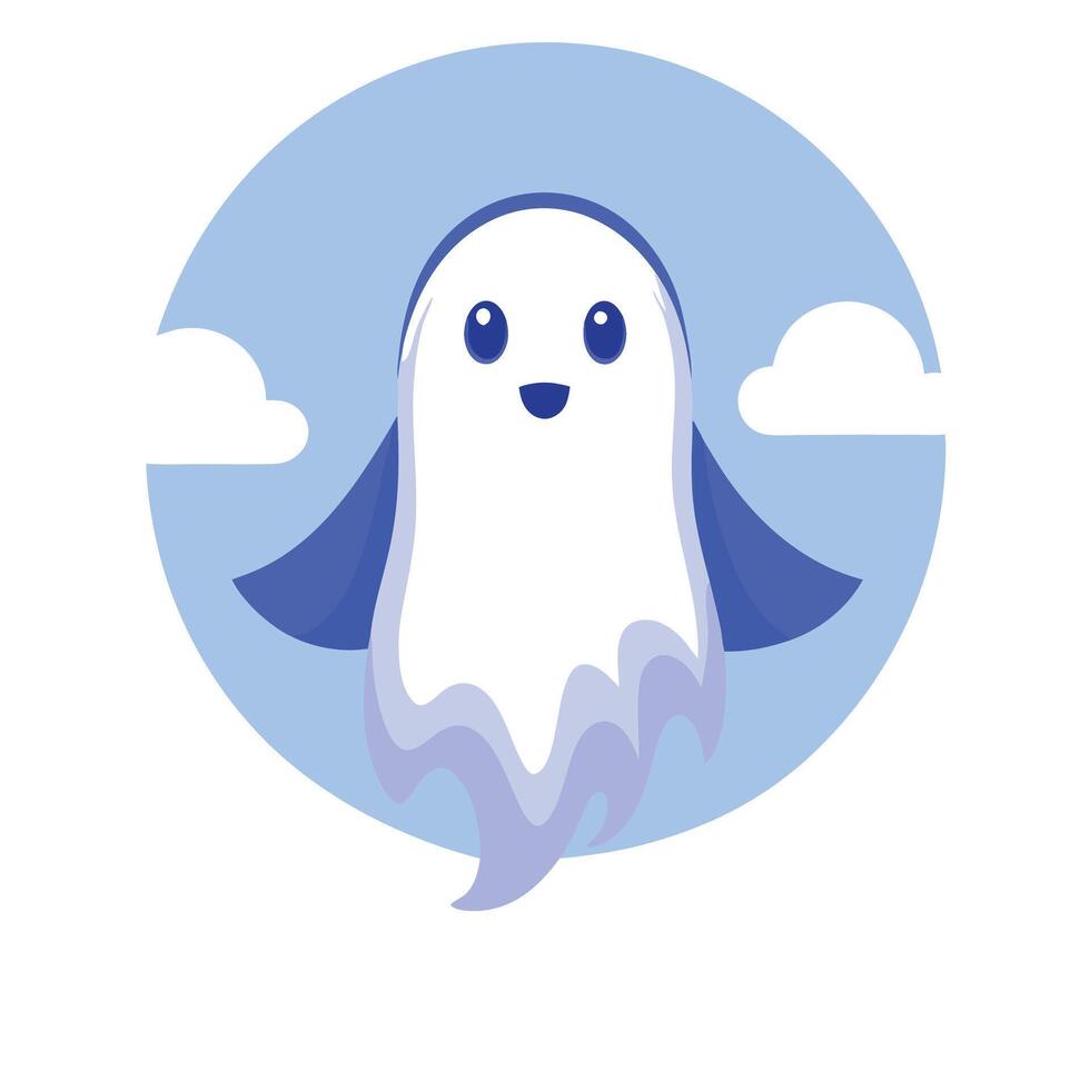 A ghost with blue eyes and a blue hat vector