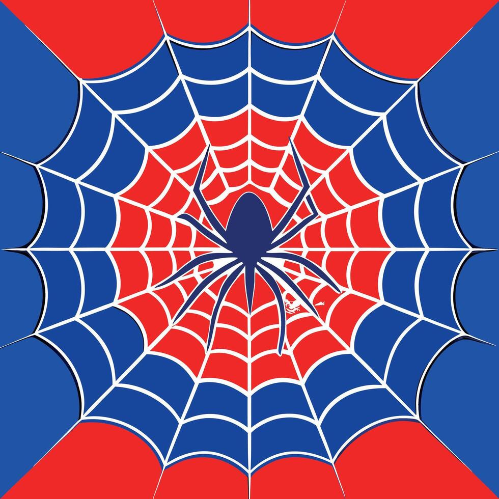 Spider web blue and red background with ai vector