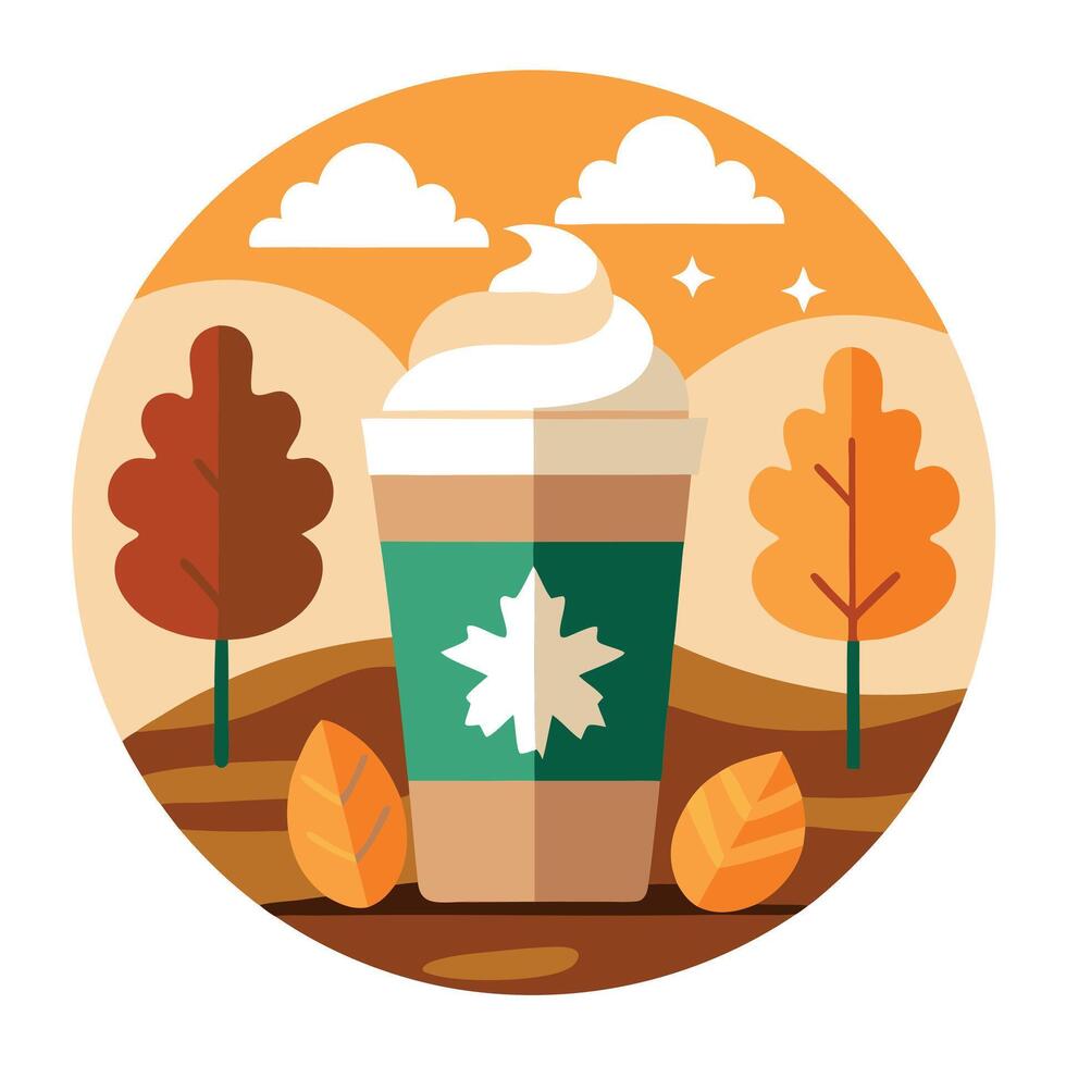 Fall leafs and starbucks vector