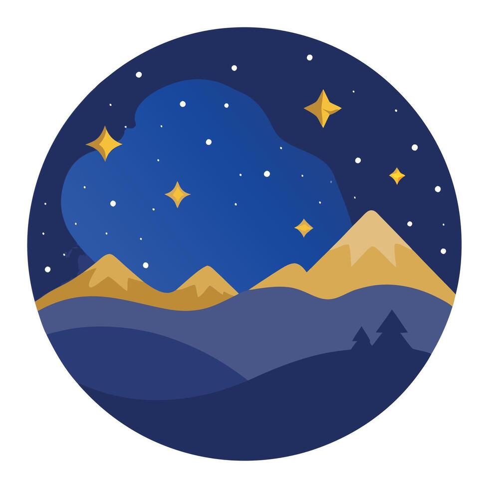 A night sky with mountains and stars vector