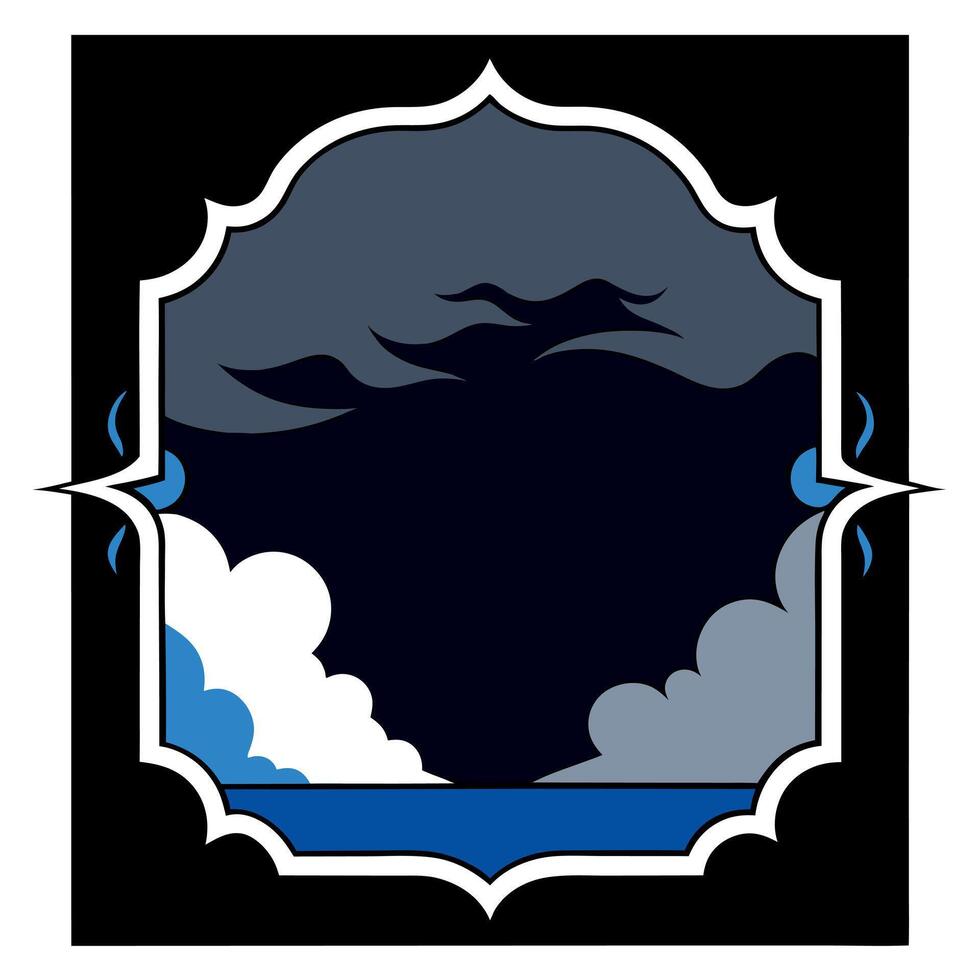 A blue and white logo with clouds and a dark sky vector