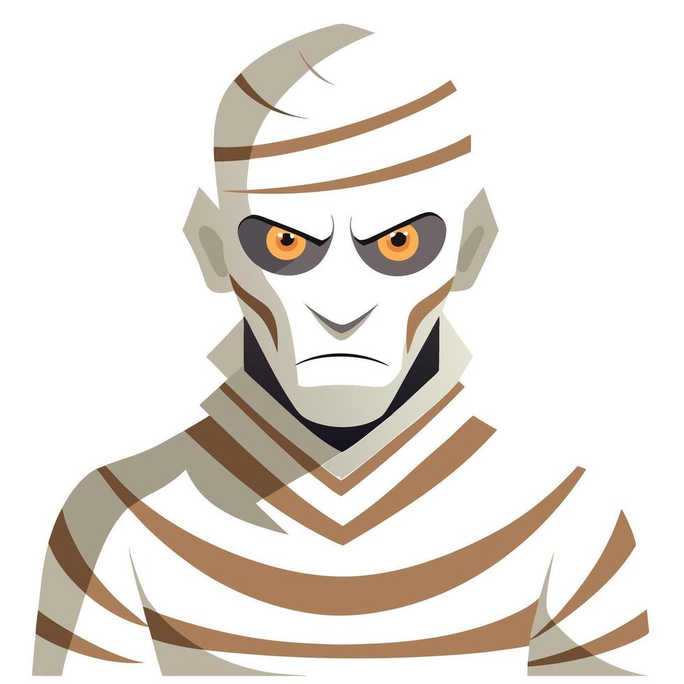 Studio shot portrait of scary mummy pose. halloween cosplay like a clamber acting. Isolated on Transparent background. vector