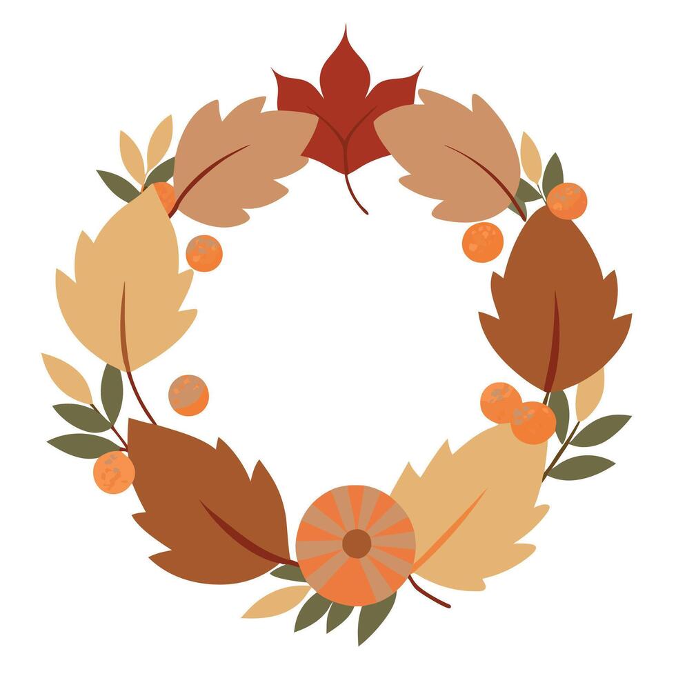 A wreath with leaves and berries on it vector
