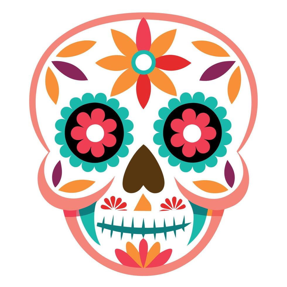 Sugar Skull for Mexican Day of the Dead with decorations vector