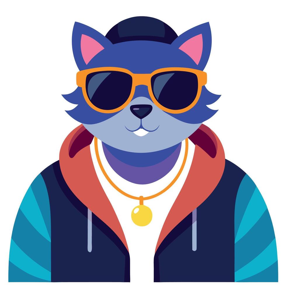 A cartoon cat wearing sunglasses and a jacket vector