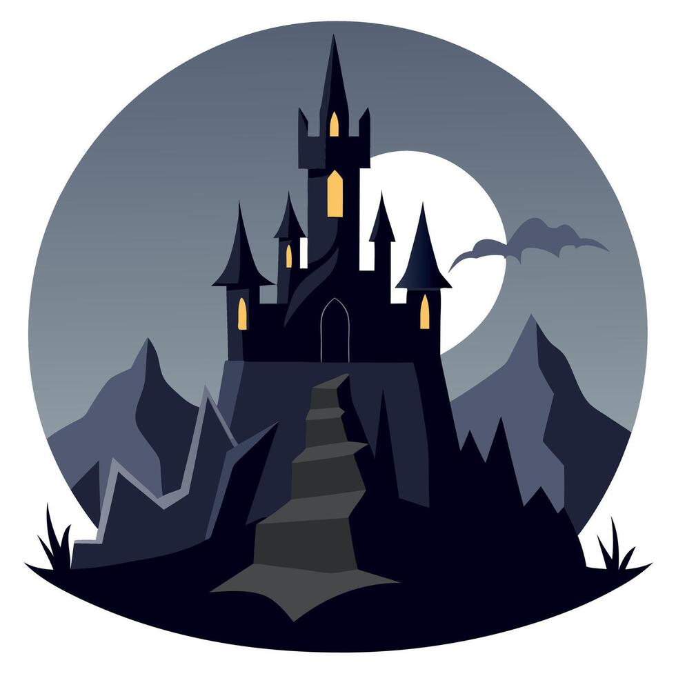 Halloween castle illustration vector