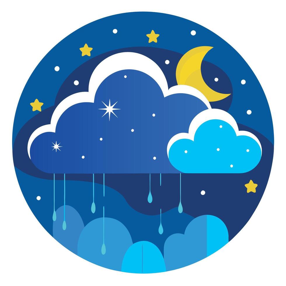 Night sky with clouds and moon illustration vector