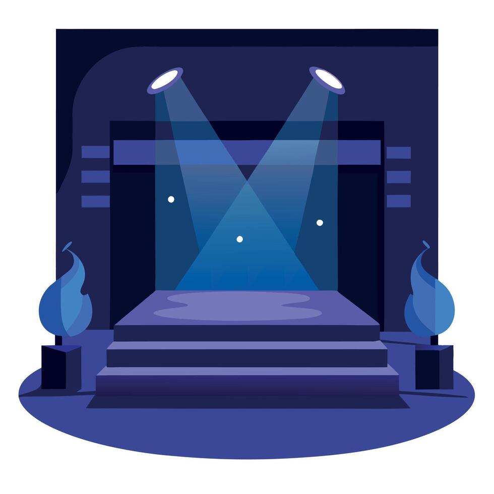 Stage with spotlight and stairs illustration vector