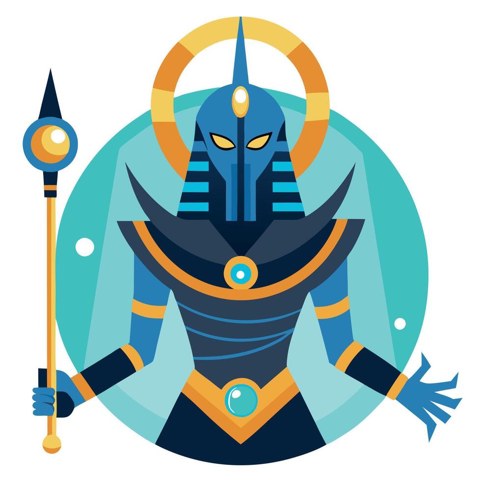 Anubis, the god of the underworld, is holding a staff vector