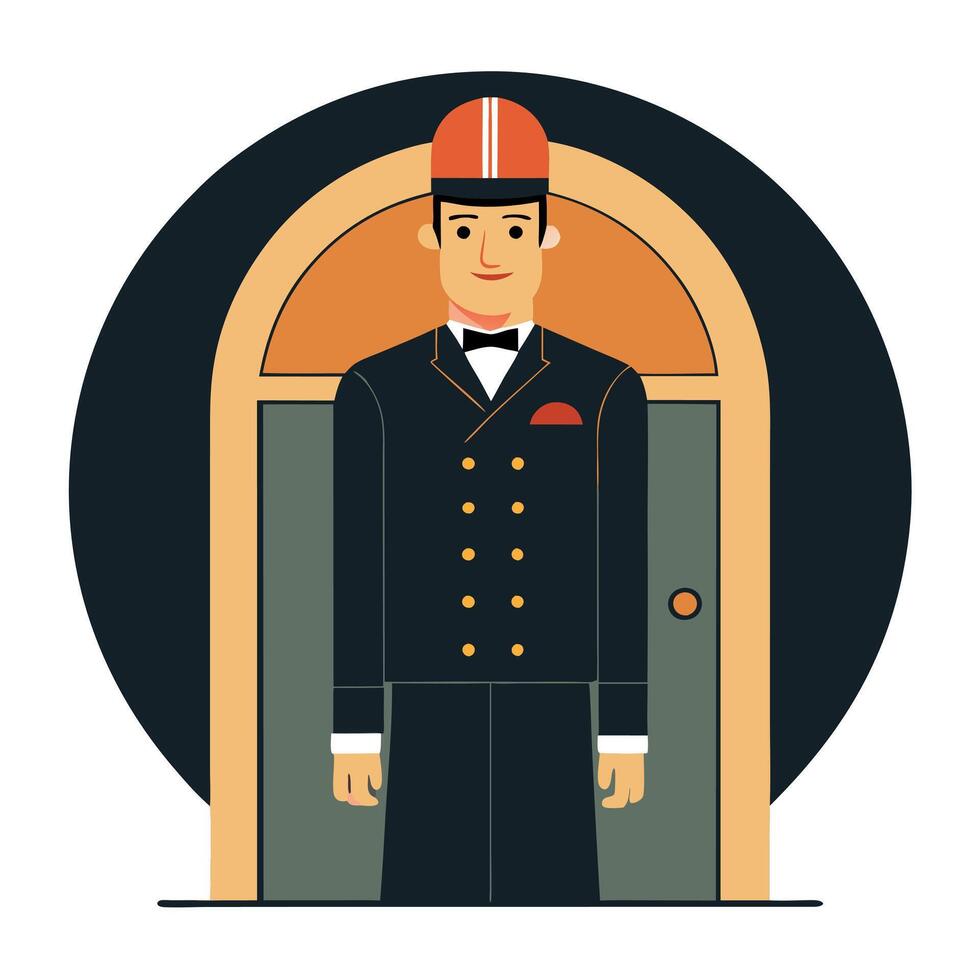 A man in a suit standing in front of a door vector