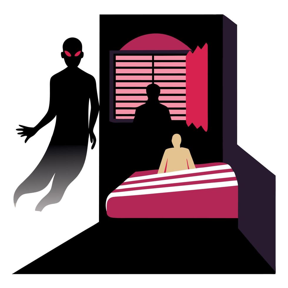 A ghost is standing in the doorway of a room vector