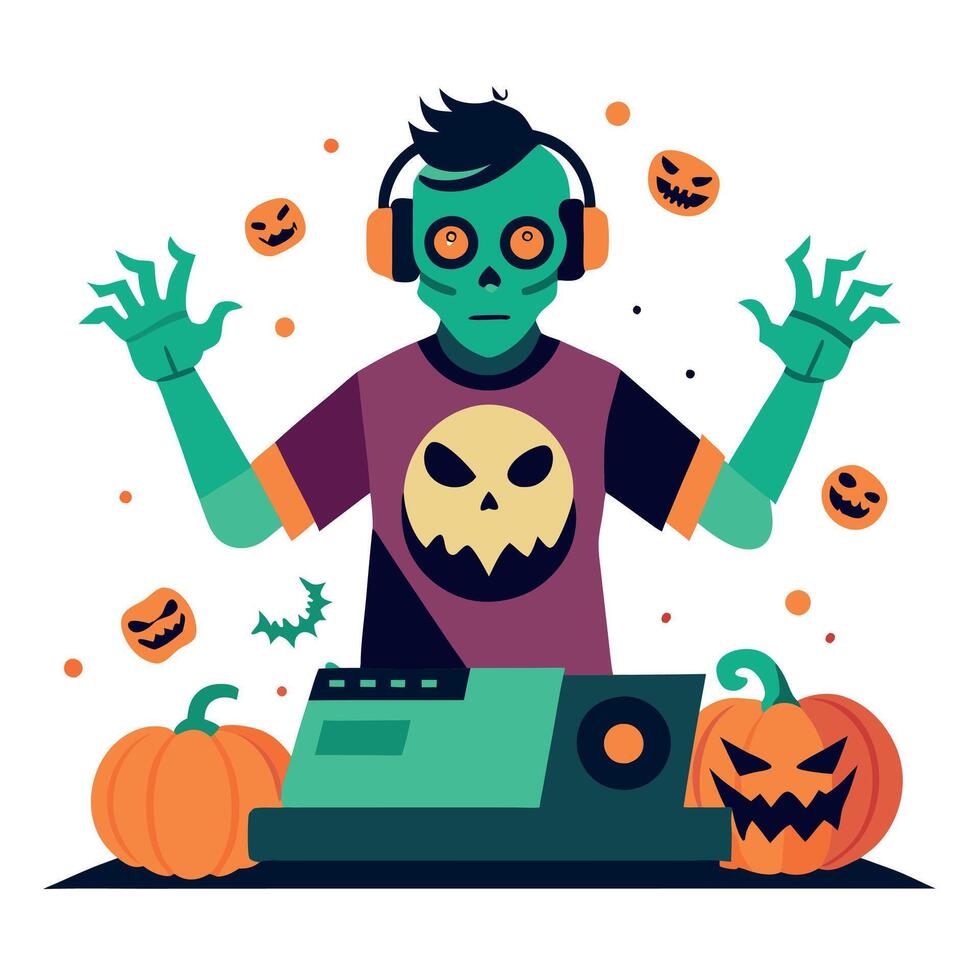This hauntingly beautiful image of a neon green skull against a pink background captures the spooky yet fun spirit of halloween vector