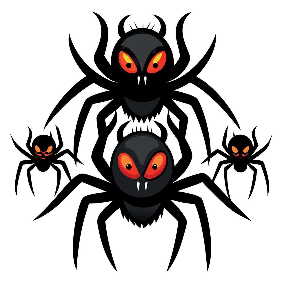 Spiders with red eyes and black eyes vector
