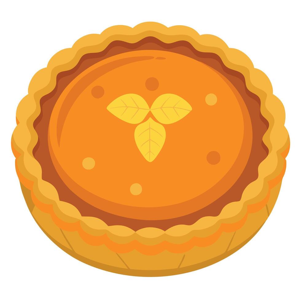 Top view of tasty thanksgiving pumpkin pie isolated on white background vector