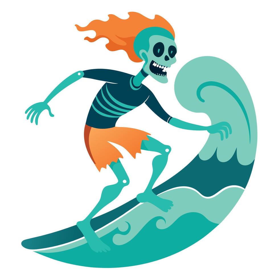 Skeleton surfing on the ocean vector