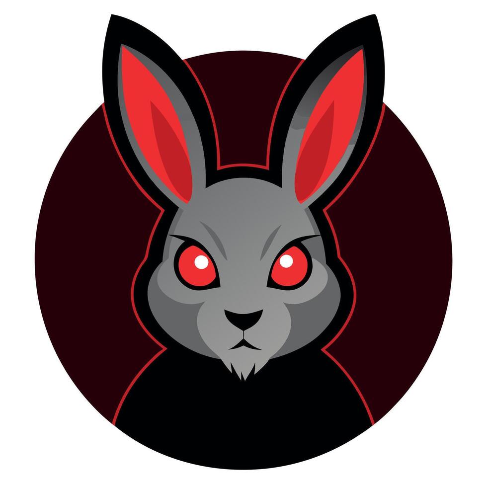 View of a terror up close red eyed bunny from Halloween On an objectively neutral dark background. just the head is discernible. vector