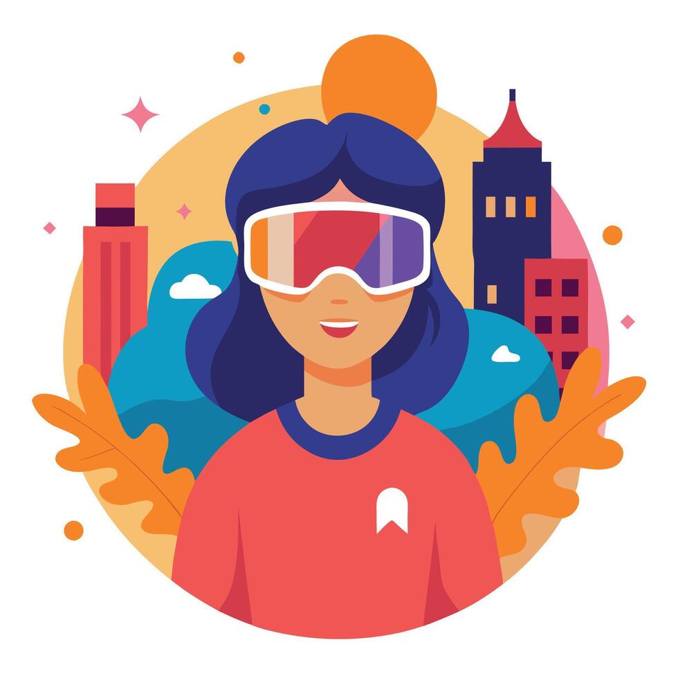 A woman wearing goggles and a red sweater vector