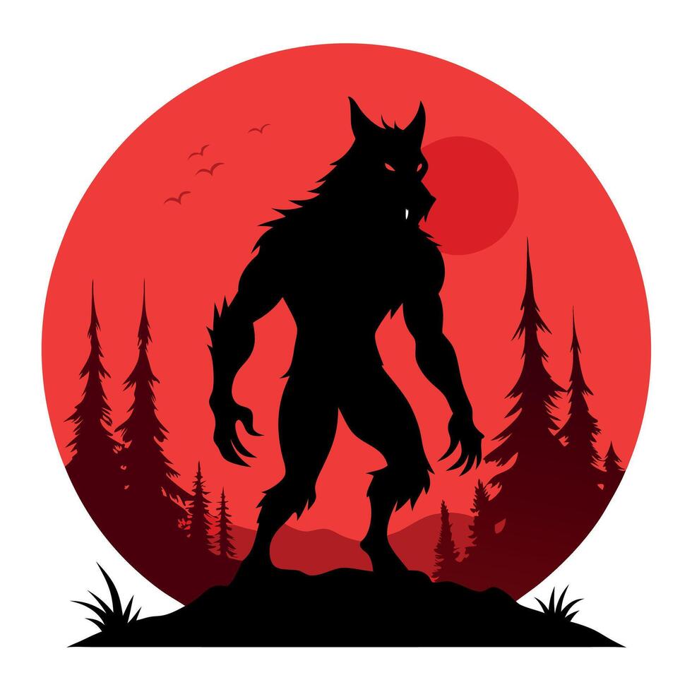 Werewolf silhouette illustration vector