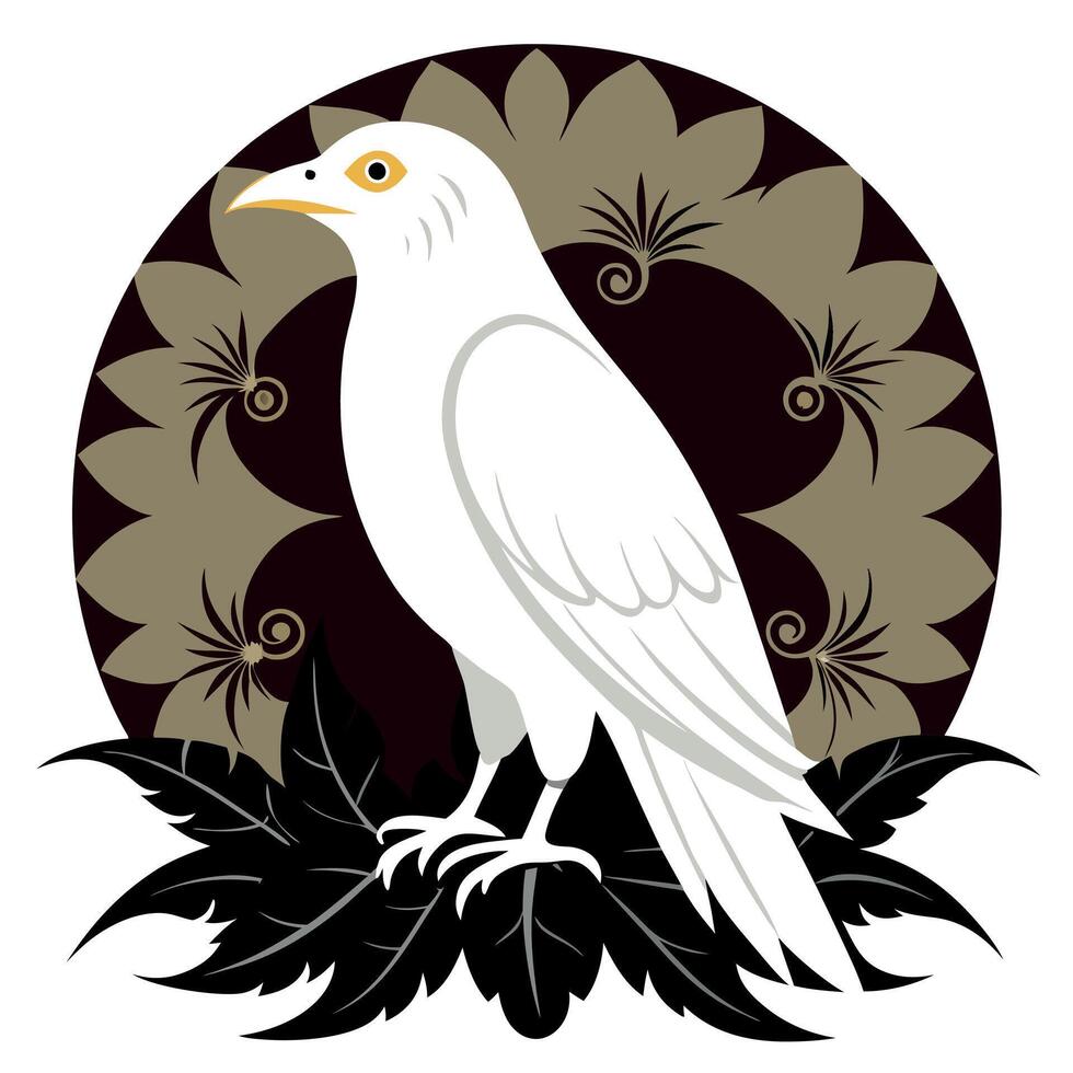 A white bird with black eyes and a black and white design vector