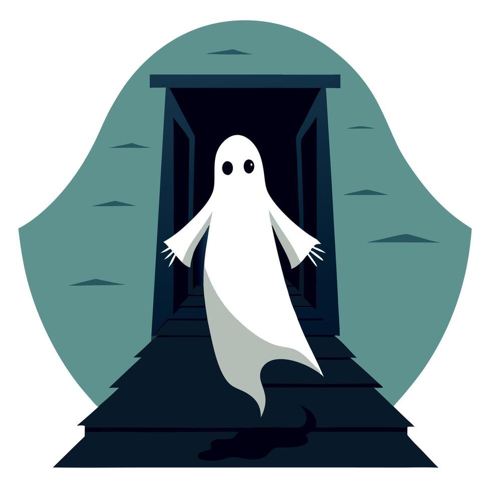 A ghost standing in front of a door vector