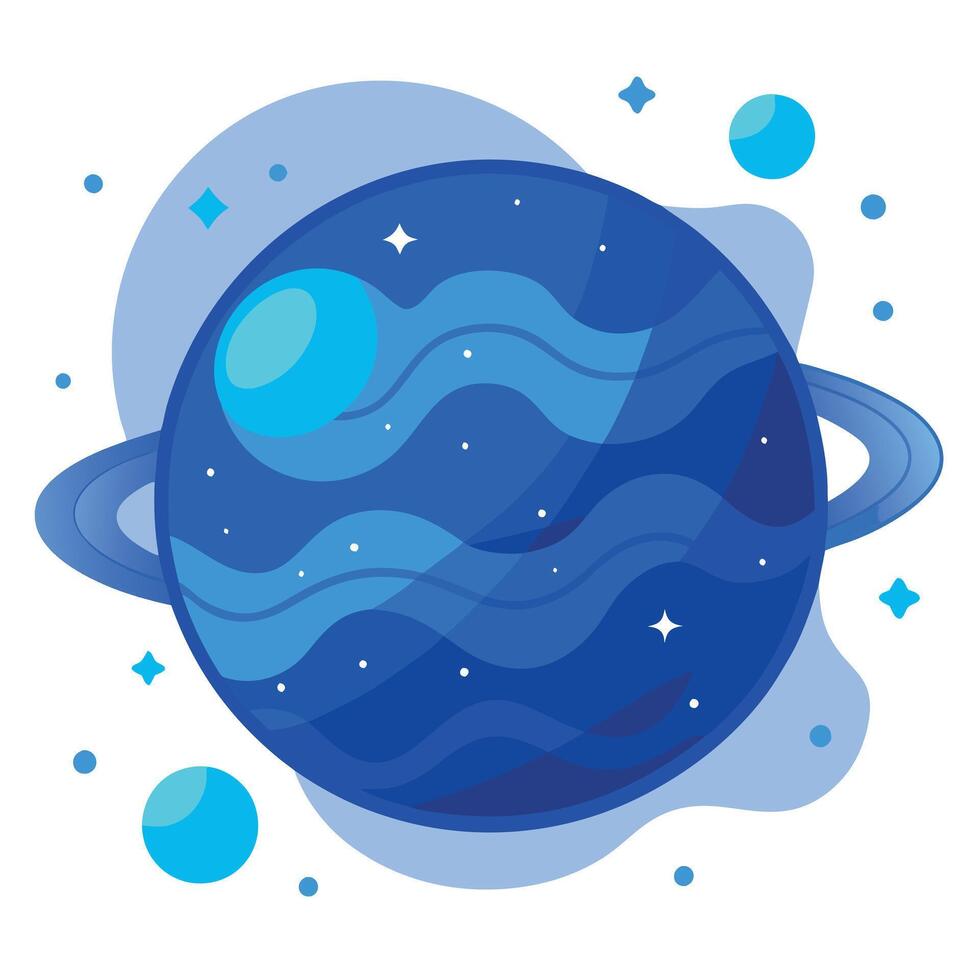 Planet with blue and white clouds and stars vector