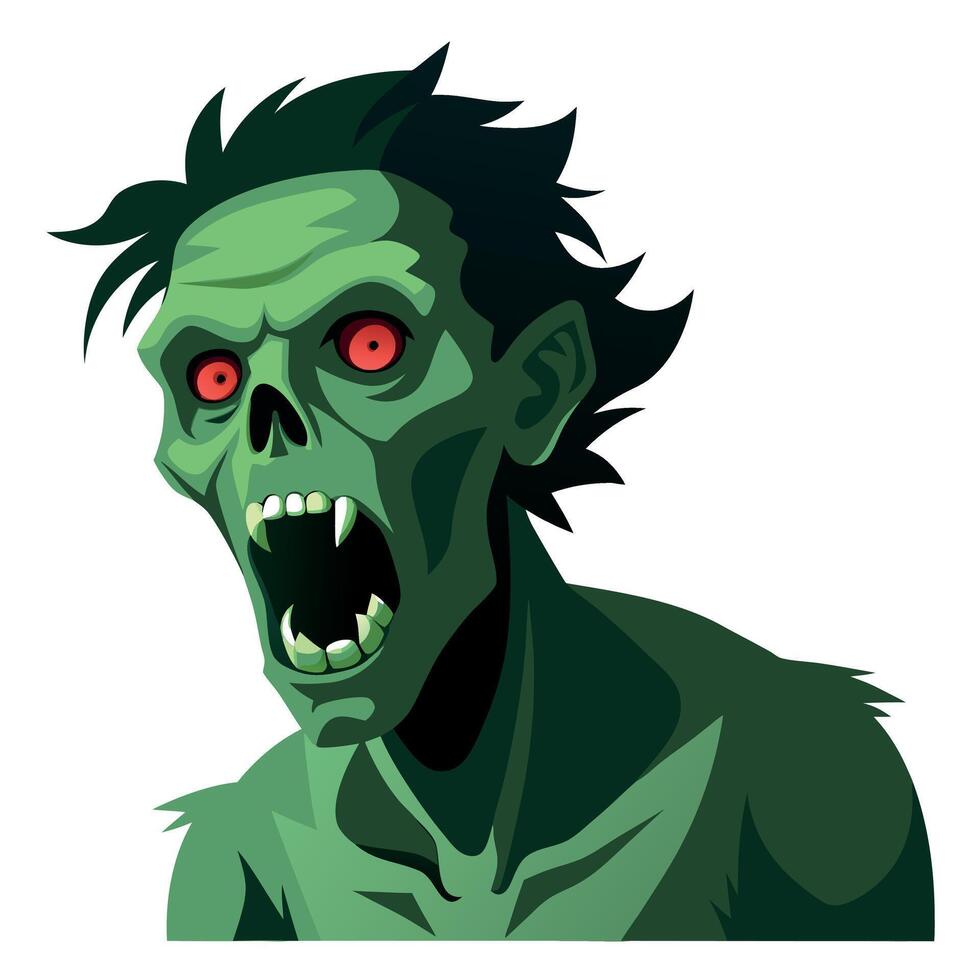 A cartoon zombie with red eyes and a big mouth vector