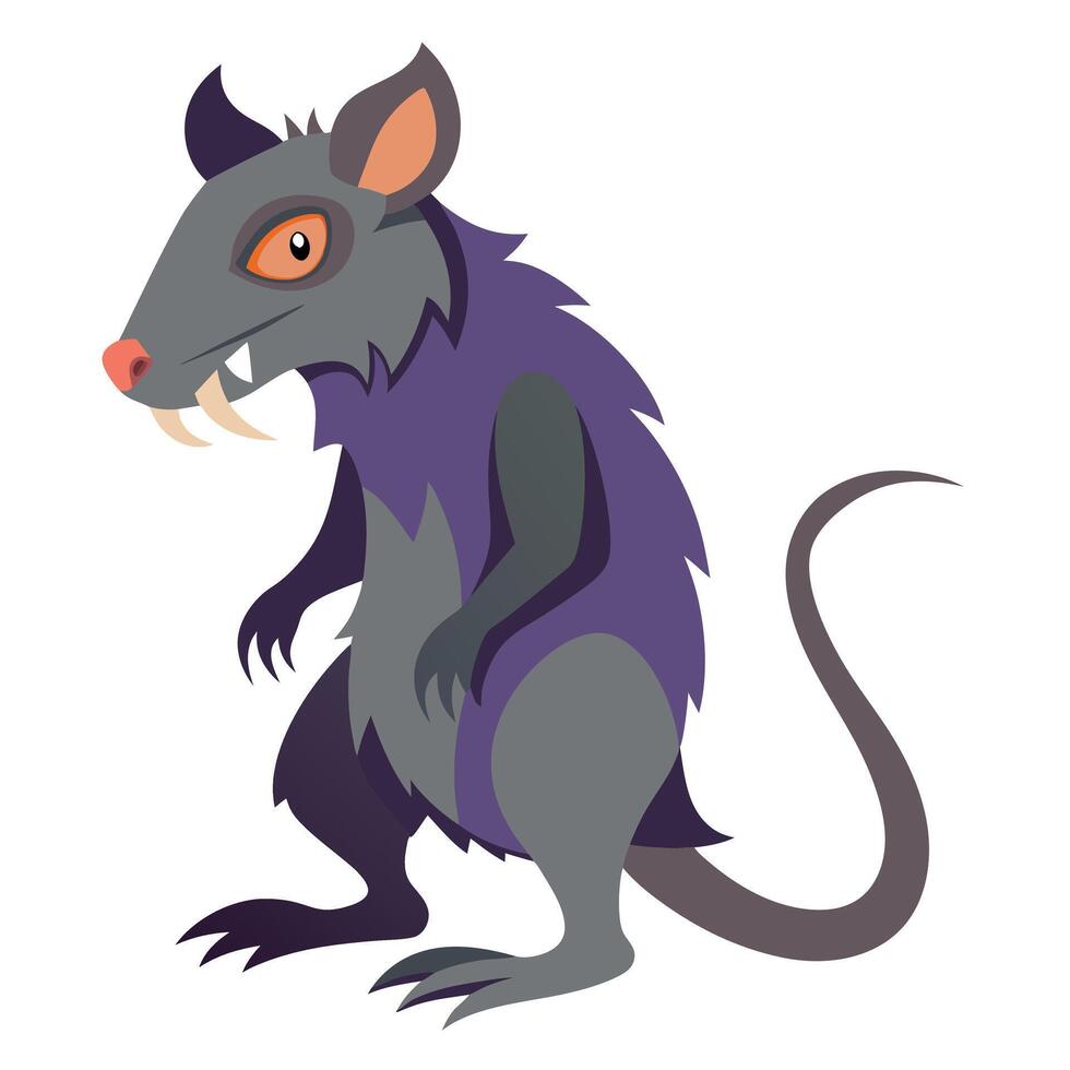 Zombie rat flat illustration drawn in adobe illustrator. vector