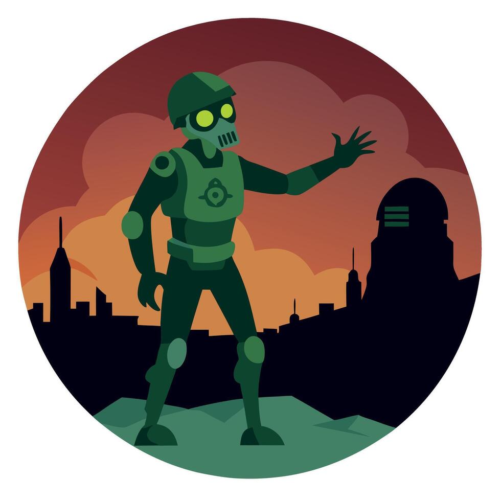 Zombie soldier in dark light reaching out Nuclear war consequences With copyspace for text vector